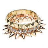 Conjunto 3 pulseiras spikes (prata e dourado)